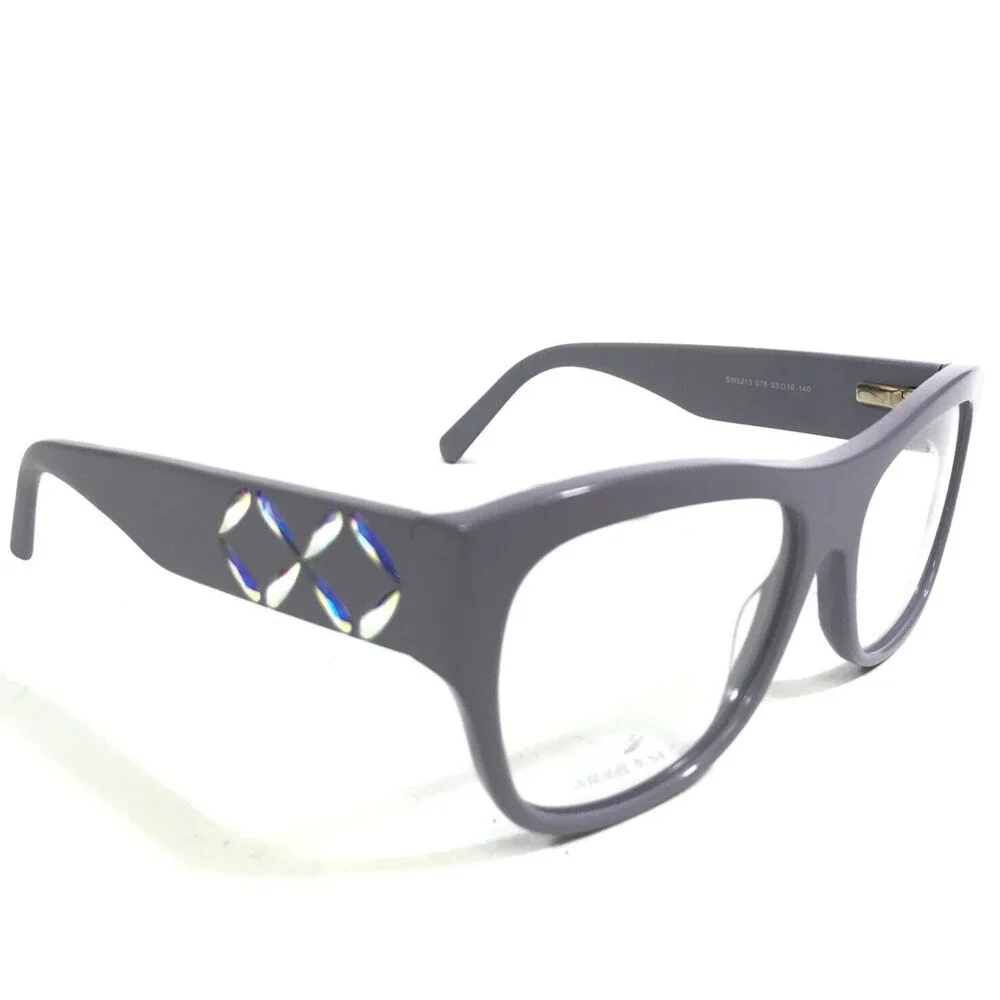 Swarovski Eyeglasses Frames SW5213 078 Oversized Muted Purple Crystals 53-16-140